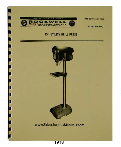 Rockwell Delta 15 Utility Drill Press Instruction And Parts List Manual