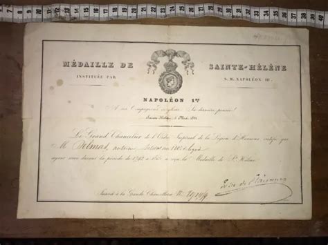 RARE DIPLÔME SAINTE HÉLÈNE NAPOLÉON Ier EUR 61 00 PicClick FR