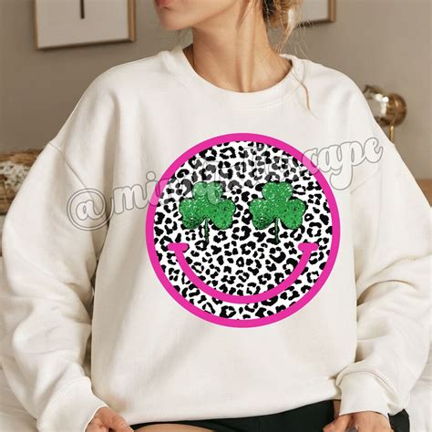 Shamrock Smiley Face Png Clover Smiley Leopard Print Smiley Face