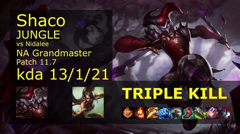 Shaco Vs Nidalee Jungle NA Grandmaster 13 1 21 Patch 11 7 Gameplay