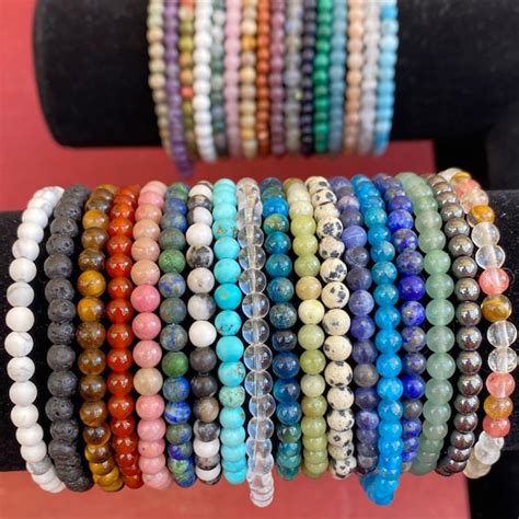 Natural Stone Stretch Bracelet 4mm Healing Gemstone Beaded Etsy