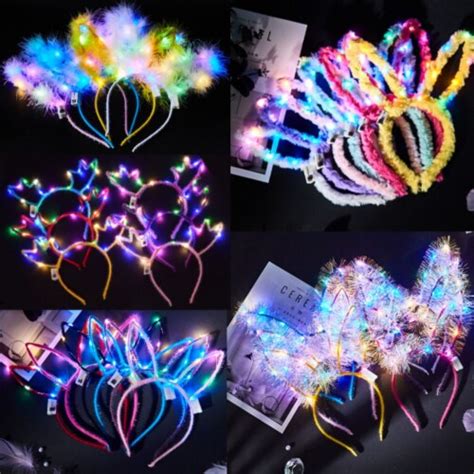 Easter Headwear Led Bunny Glowing Rabbit Ears Headbands Party