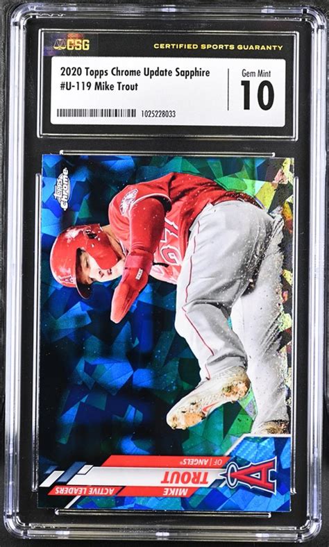 Mike Trout Topps Chrome Update Sapphire Csg Gem Mint Ebay