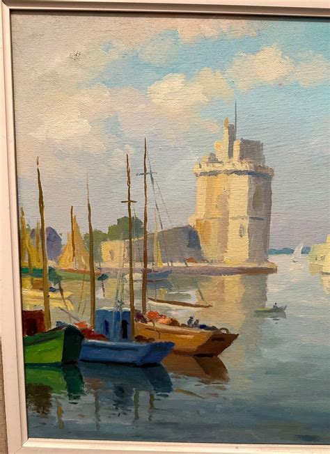 Proantic Grand Tableau Port De La Rochelle Par Louis Suire