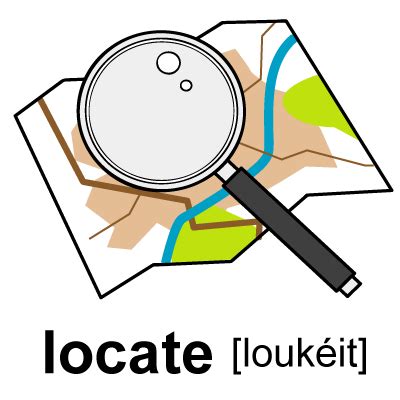 【イラスト】locateの意味、読み方 | イラストと語呂合わせで覚える英単語