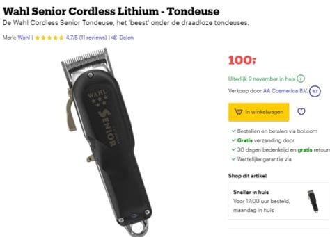 Wahl Senior Cordless Lithium Tondeuse Voor 100 Bij Bol