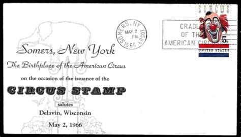 1309 5c Stamp 1966 The Circus And Rbbb Clown Lou Jacobs Fdc Somers Ny Ebay