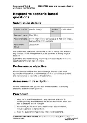 Assessment Task Bsbldr Lead And Manage Effective Workplace