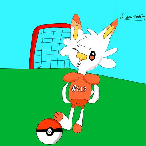 Scorbunny About To Play Soccer With A Pokeball By Justsomepokefan On