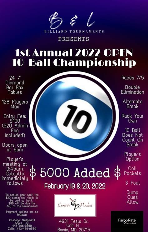 1st Annual 2022 B & L Open 10-Ball Championship - Center Pocket ...