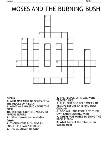 Exodus Moses And The Burning Bush Bible Word Search Puzzles 57 Off