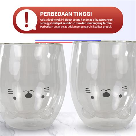 LETUZI Gelas Kopi Anti Panas Double Wall Glass Cute Cartoon 250 Ml