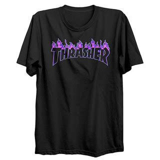 Camiseta Thrasher Skate Skateboard Unissex Black Algodão Oferta