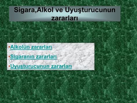 PPT Sigara Alkol ve Uyuşturucunun zararları PowerPoint Presentation