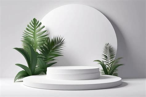 Premium Photo Abstract White 3D Room With Realistic White Cylinder