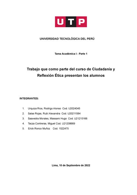 Ciudadania Y Reflexion Etica Semana 04 TA1 UNIVERSIDAD