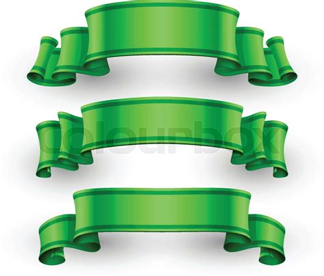 Green Glossy Vector Ribbons Set Stock Vector Colourbox