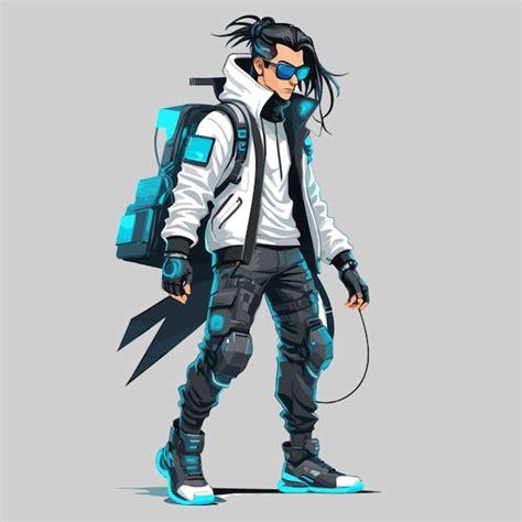 Premium Vector | Cyberpunk hacker vector on white background