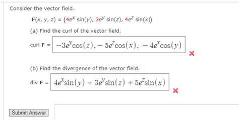 Solved Consider The Vector Field F X Y Z 4e Sin Y