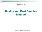 Lecture 4 DUality And Dual Simplex Meeting10 DualityandDualSimplex