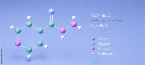 Isoniazid Molecule Molecular Structures Antituberculosis Agent 3d