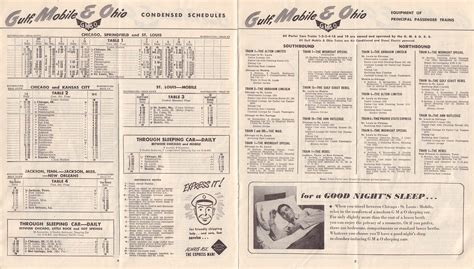 Railway timetables - Railroad timetables - Gulf Mobile & Ohio Railroad