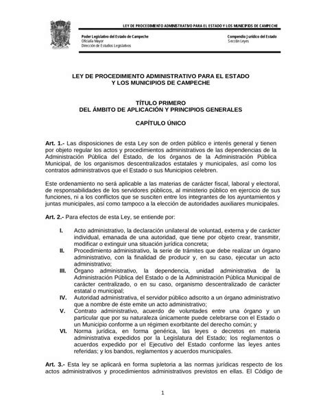 Pdf Ley De Procedimiento Administrativo Para El Estado Ley De