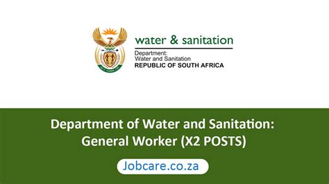 Department Of Water And Sanitation General Worker X2 POSTS Jobcare