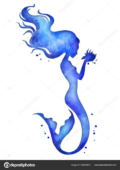 Mermaid Watercolor Vector Silhouette Illustration Stock Vector Image By