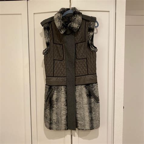 Bcbg Max Azria Archer Vest Gray Quilted And Faux Fur Depop