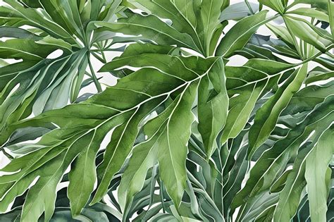 Premium AI Image | A tropical leaf pattern with a green background.