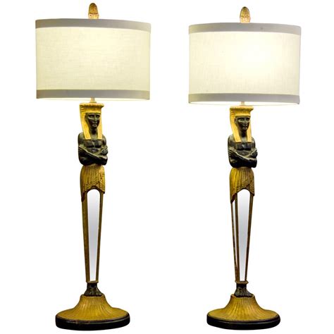 Pair Of Forties Egyptian Revival Lamps At 1stdibs