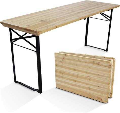 MobEventPro Table De Brasserie Pliante En Bois 180 Cm Amazon Fr Jardin