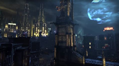 Batman Arkham Knight Overlook Gotham From Wayne Tower Live Wallpaper