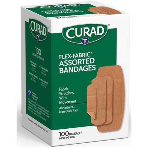 Curad Flex Fabric Bandages 100 Box Tan Fabric