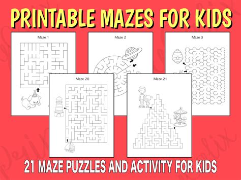 Printable Mazes For Kids 21 Maze Puzzles And Activity For Etsy