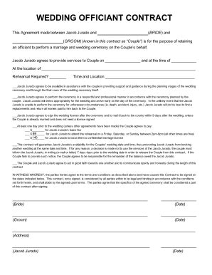 Wedding Contract Pdf Forms And Templates Fillable Printable Samples