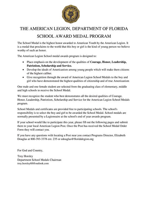 Fillable Online The American Legion Department Of Florida Fax Email