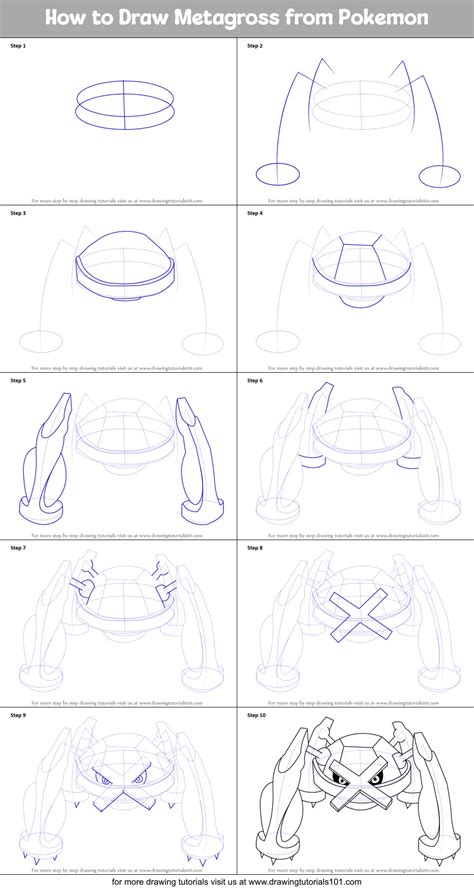 How To Draw Metagross From Pokemon Printable Step By Step Drawing Sheet