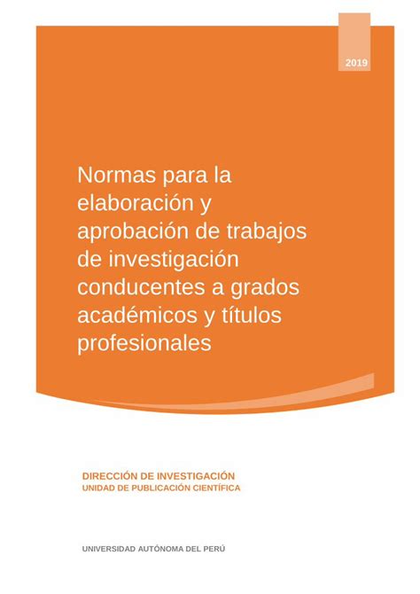 Pdf Normas Para La Elaboración Y Aprobación De Trabajos De