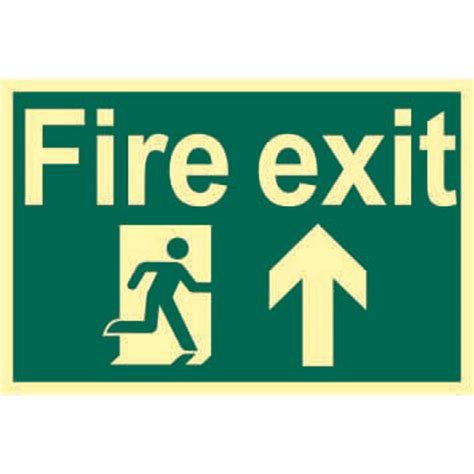 Fire Exit Running Man Arrow Up Sign Rigid Photoluminescent Board