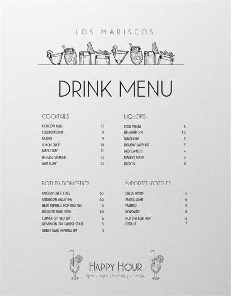 Simple Bar Drink Menu Design Template by MustHaveMenus