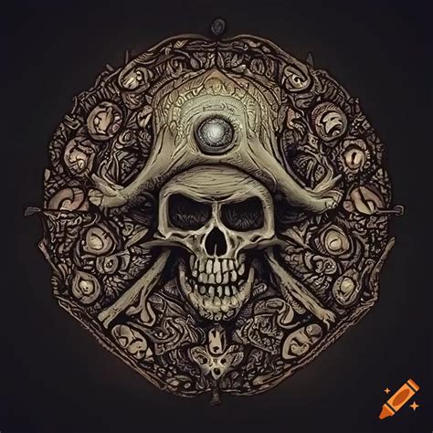 Intricate Pirate Skull With Crossbones In Japanese Art Style