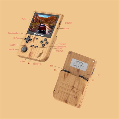 ANBERNIC RG351V 128GB Handheld Retro Game Console Wood Grain Color