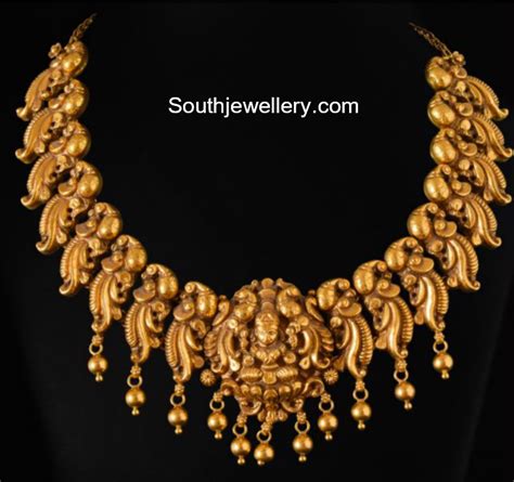 Peacock Nakshi Necklace With Lakshmi Pendant Indian Jewellery Designs