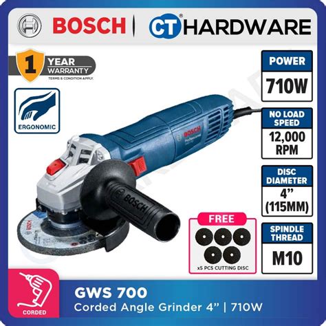 Bosch Gws Angle Grinder W M Rpm Come With