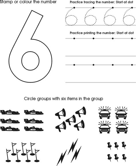 Number Six Printable Worksheets