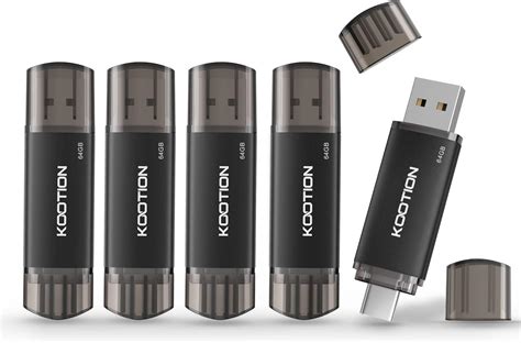 KOOTION Clé USB C 64 Go Lot de 5 Cle USB 2 0 Type C 64 Go 2 en 1 Clef