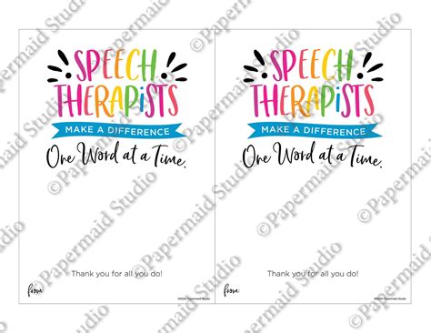 Printable Speech Therapist Thank You Card Teacher Etsy