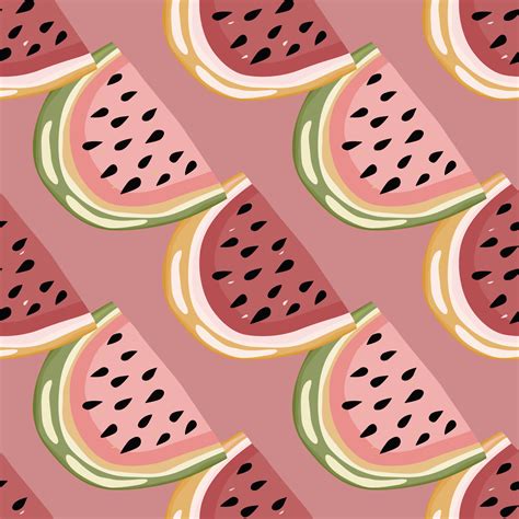 Hand Drawn Watermelon Slices Seamless Pattern Cute Watermelons Endless